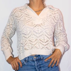Cable knit tan sweater, 70s collar Brand: Freshman 1996, Size: XS